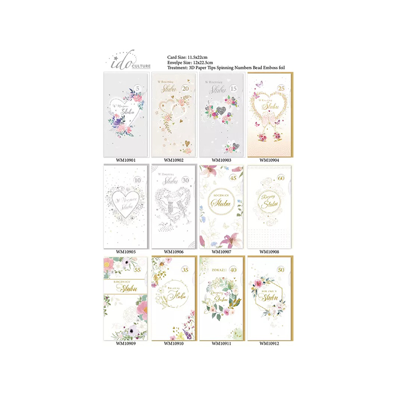 Tarjeta de felicitación de papel floral estilo ligero de San Valentín