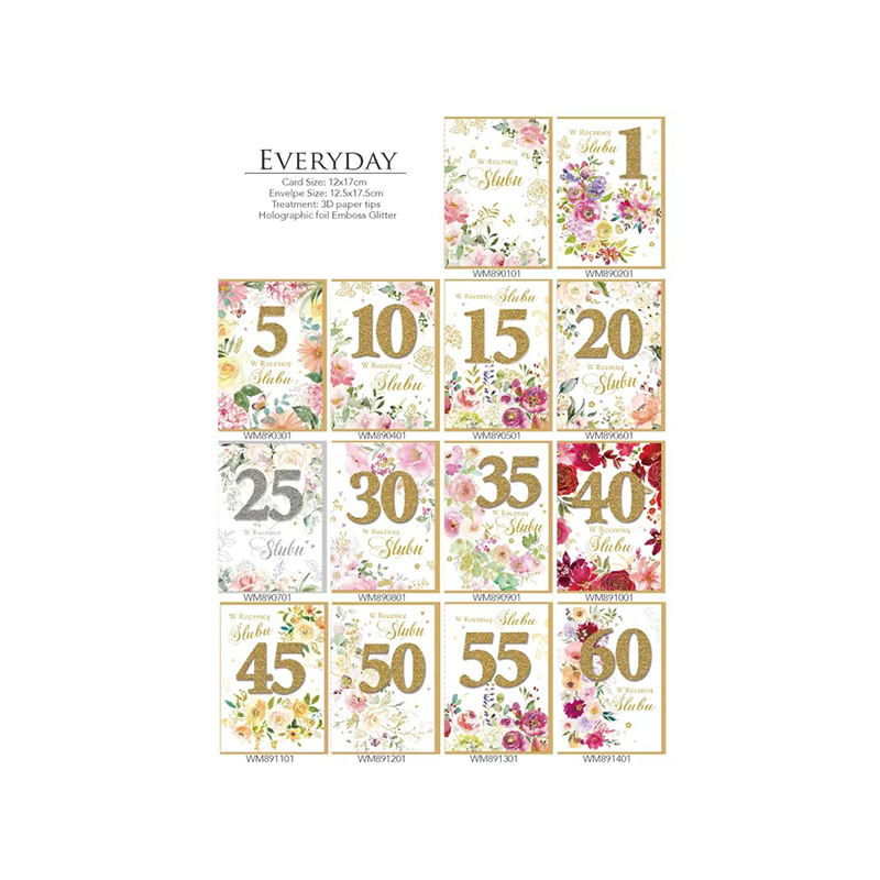 Tarjeta de felicitación con número de mesa con estampado floral
