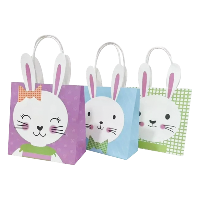 Bolsa de Regalo de Papel Kraft Ecológica con Forma de Conejo de Pascua