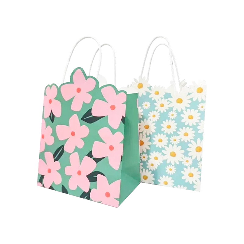 Bolsa de Regalo de Papel Kraft con Diseño Floral de Dibujos Animados e Impresión Personalizada