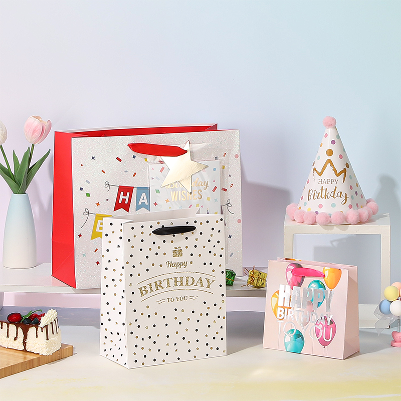 Bolsas de regalo de cumpleaños Kraft con asas Favores de fiesta