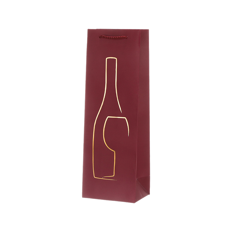 Bolsas de regalo de papel para una sola botella de vino con asas de cuerda
