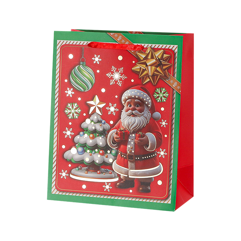 Bolsa de regalo de papel Kraft impresa Navidad decorativa de temporada