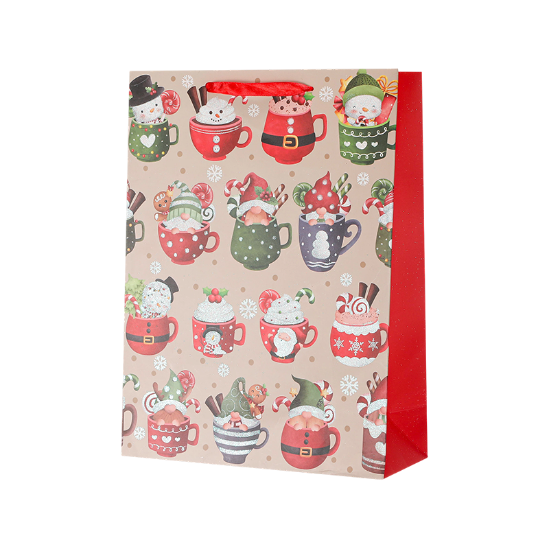 Bolsa de regalo de papel Kraft impresa Navidad decorativa de temporada