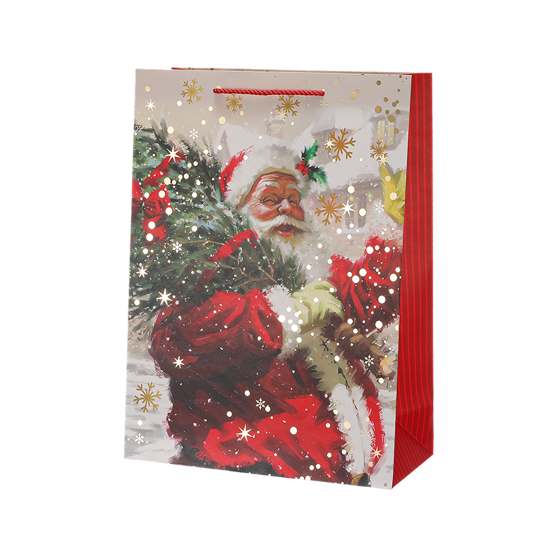 Bolsa de regalo de papel Kraft impresa Navidad decorativa de temporada