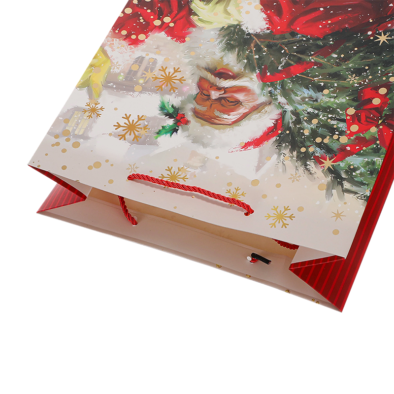 Bolsa de regalo de papel Kraft impresa Navidad decorativa de temporada