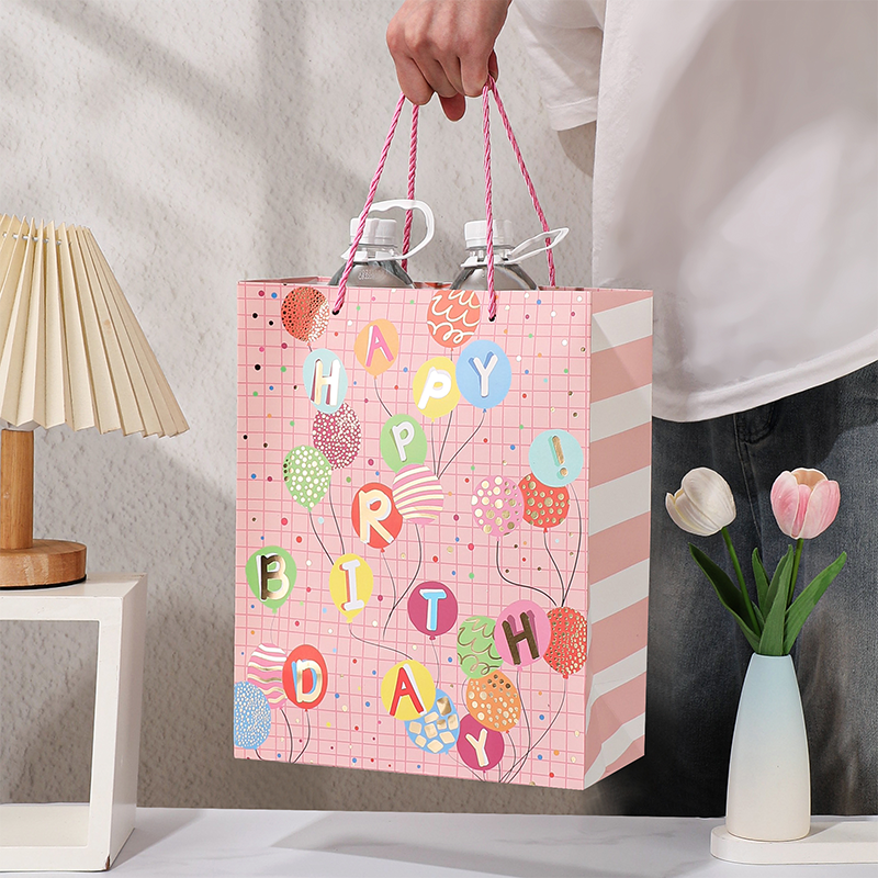 Bolsas de regalo de cumpleaños Kraft con asas Favores de fiesta